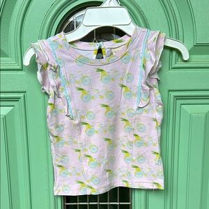 Matilda Jane Girls Size 4 Pink and Yellow Short Sleeve Top